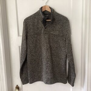 Eddie Bauer Mens Radiator Fleece Pullover 1/4 Snap Front Sweater Charcoal Medium